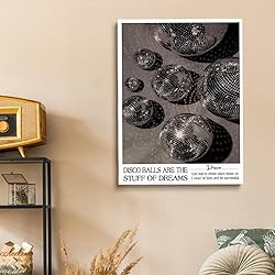 Shiny Disco Ball Print Poster -Vintage Silver