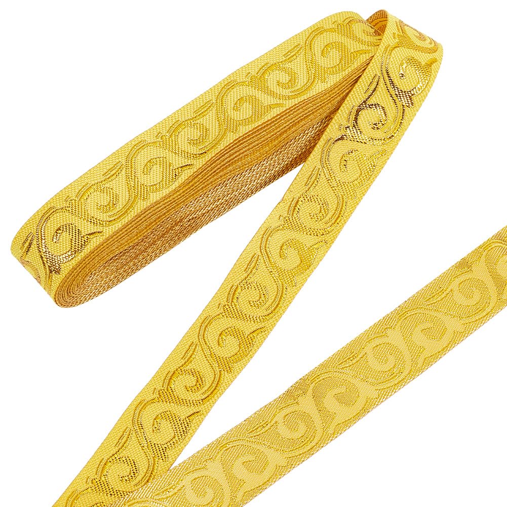 NBEADS 7.66 Yards/7m Gold Ethnic Style Polyester Ribbon, Cloud Pattern for Special Occasions
