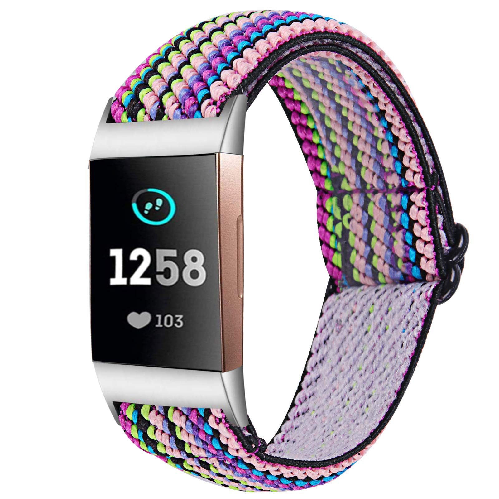 Triblanc Compatible with Fitbit Charge 3/Charge 4 Nylon Soft Strap Stretchy Elasticity Replacement Band for Fitbit Charge 3 / Charge 4, Bands with Men and Women