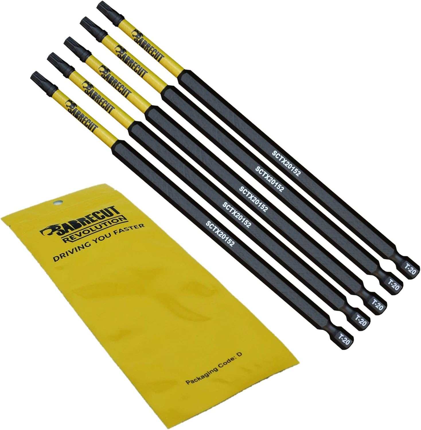 5 x SabreCut SCTX20152_5 152mm T20 TX20 Magnetic Impact Screwdriver Driver Bits Set Torx Heavy Duty, 152 mm