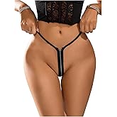 SweatyRocks Women's Cut Out Thong Underwear Low Rise Zipper G-string Lingerie Thongs