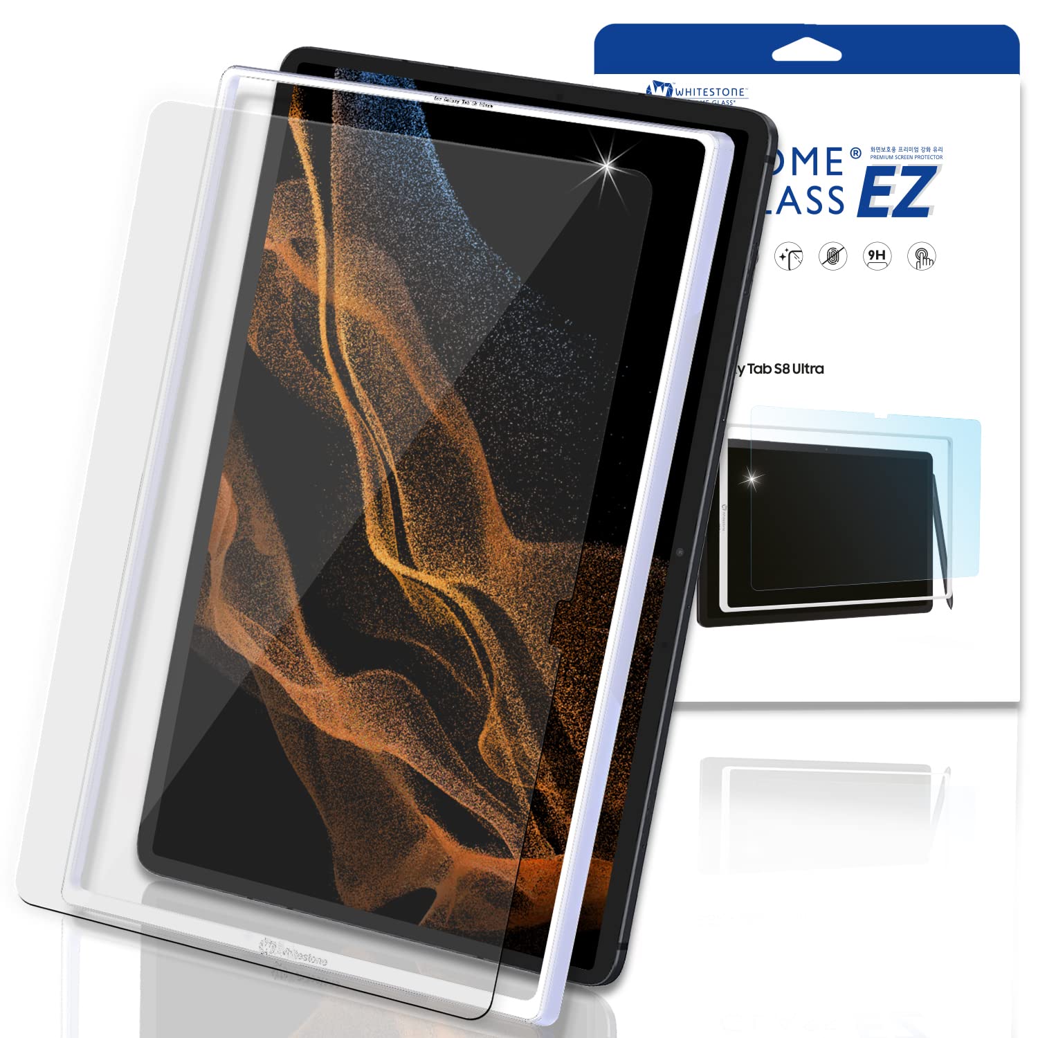DOME GLASS Whitestone EZ screen protector for Galaxy Tab S8 Ultra (14.6") Full Coverage Tempered Glass Shield [Easy Install] by Whitestone for Galaxy Tab S8 Ultra - One Pack