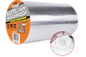 TAPEBEAR Butyl Tape Waterproof Sealant Tape 8inch x33feet, Aluminum Foil Duct Sealing Tape for RV Roof Repair, Boat and Pipe Sealing, Silicone, Glass & EDPM Roof Leak Patching, Silver
