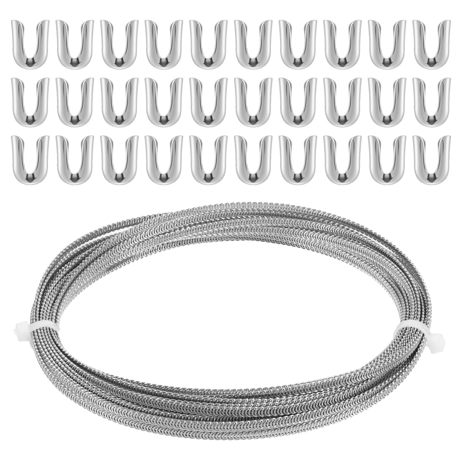 Photo 1 of 10.94 Yards Metal Boning Spiral Flexible for Sewing Corset Stays with 30 Steel Boning Tips for Corset Lacing, Costume Hoop Skirt Making(5mm)
