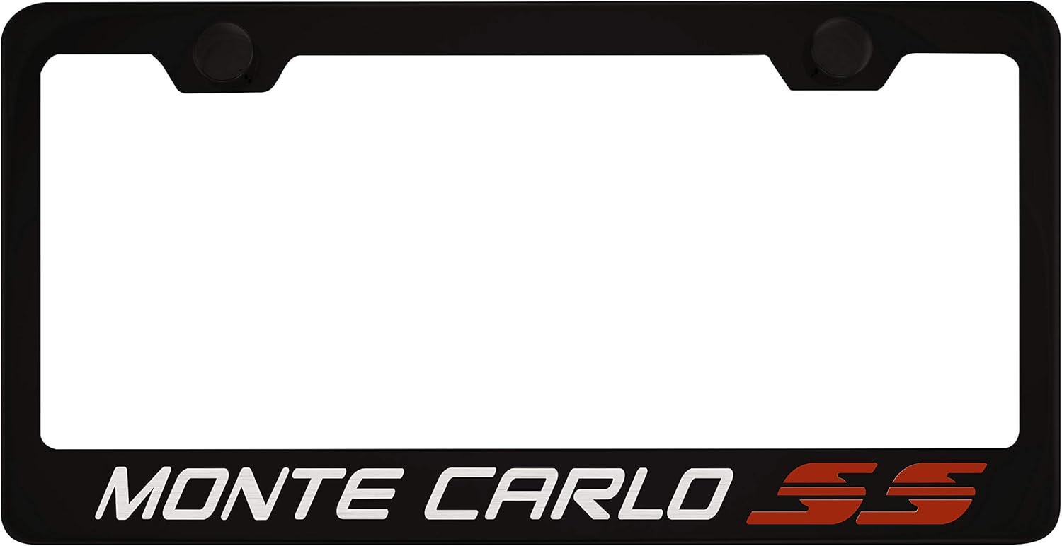 Fit Chevy Monte Carlo SS Matt Black Liecnese Plate Frame Caps