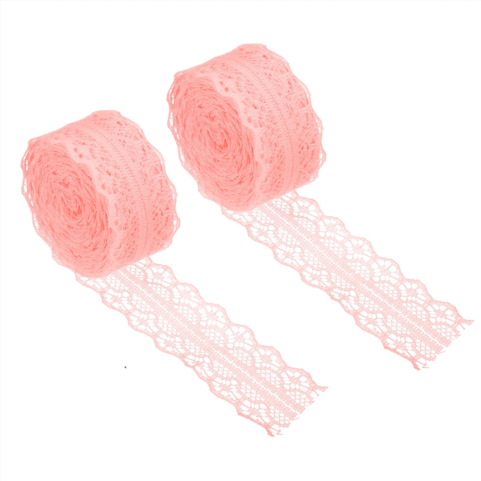 PATIKIL 1.2 Inch x 11 Yards Lace Trim Ribbon, 2pcs Non-Stretch Lace Sewing Roll Gift Package Floral Wrapping for Party Home Decor Dress Craft, Peach Beige