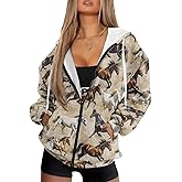 Jekioweii Oversized Sweatshirts for Women Zip Up Hoodies Fall Long Sleeve Jackets with Pockets Hooded Tops Loose Y2K Outfits