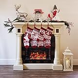 chfine Christmas Stockings,4 Pack 18 Inches Red Large Personalized Christmas Stockings Fireplace Hanging Decorations for Fami