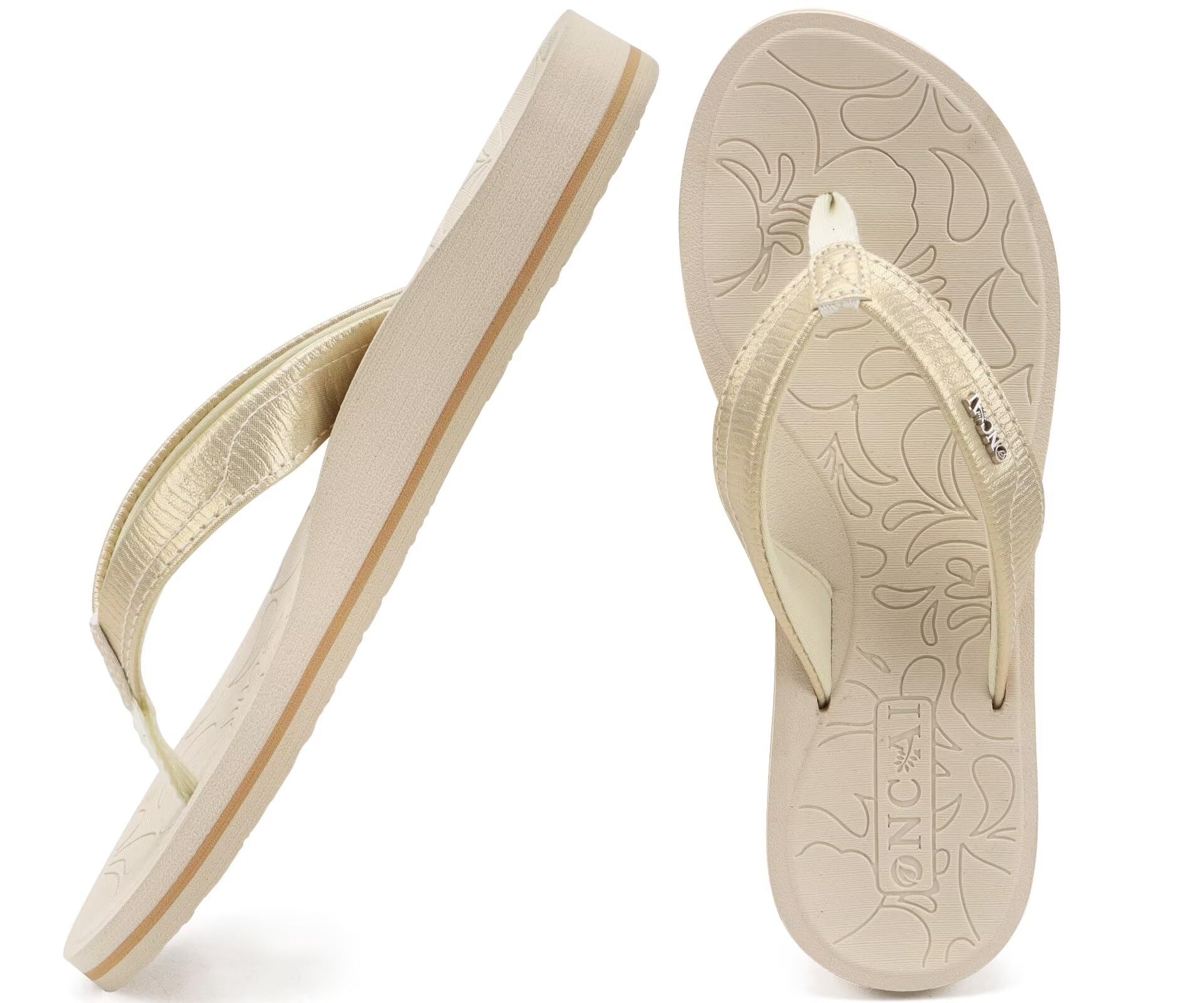 Photo 1 of ONCAI Women's Flip Flops Comfortable Summer Beach Thong Sandals for Women 2025 with Cushion Walking Arch Support Yoga Mat Indoor Outdoor Soles White Size 9