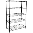 Simple Deluxe Heavy Duty 5-Shelf Storage Shelving Unit, 1250lbs Loading Capacity, 29.92" D x 13.98" W x 61.09" H, Black