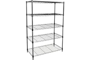 HEALSMART Heavy Duty 5-Shelf Shelving Unit 1250Lb Capacity, 29.92" D x 13.98" W x 62.99" H, 5 Tier, Black