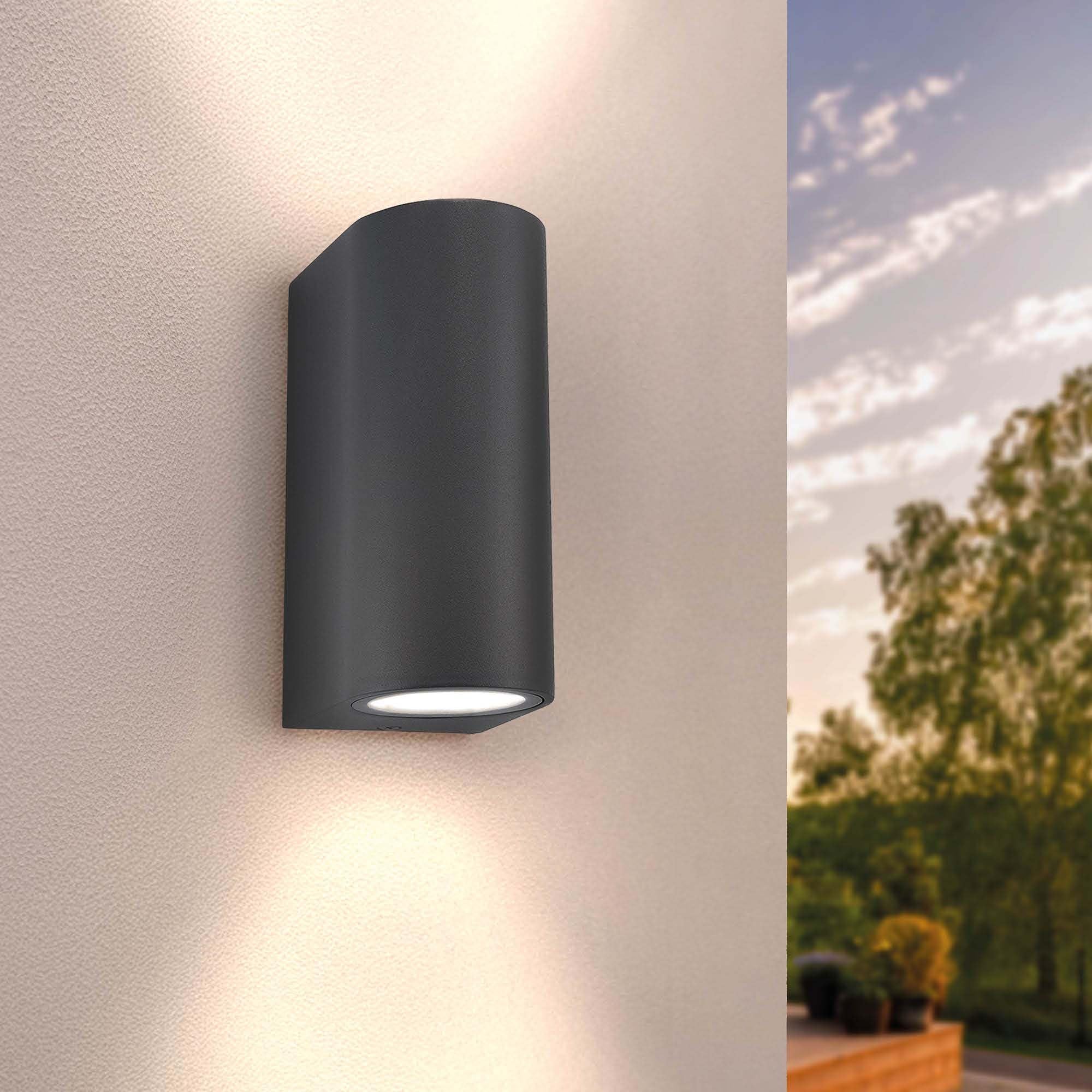 Ledvion - LED Wall Light Anthracite & Round, GU10 Spot, IP54, Up & Down Light, Outdoor Lamp, Outdoor Lighting, Garden Lighting, Facade Lighting