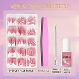 EONFAVE False Nails 240 Pcs Coffin Nude French Tip Full Cover Kit view 4