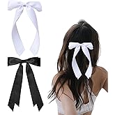 LSDWL2Pcs Hair Bows for Women Girls,Silky Satin Hair Ribbon Double Bow Hair Clips,Hair Bow Accessories