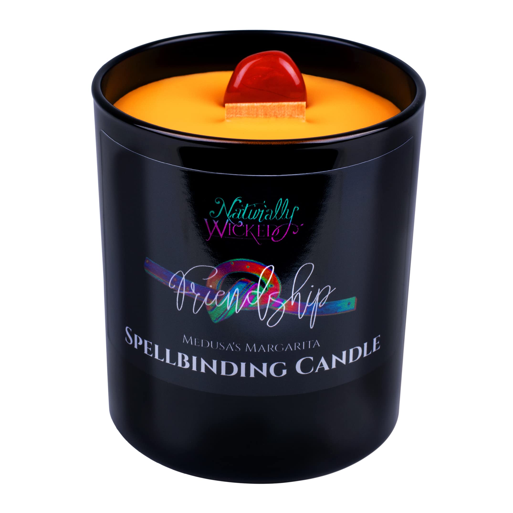 Naturally Wicked Spellbinding Friendship Candle | Scented Crystal Spell Candle | Inc Unique Candle Gift Box