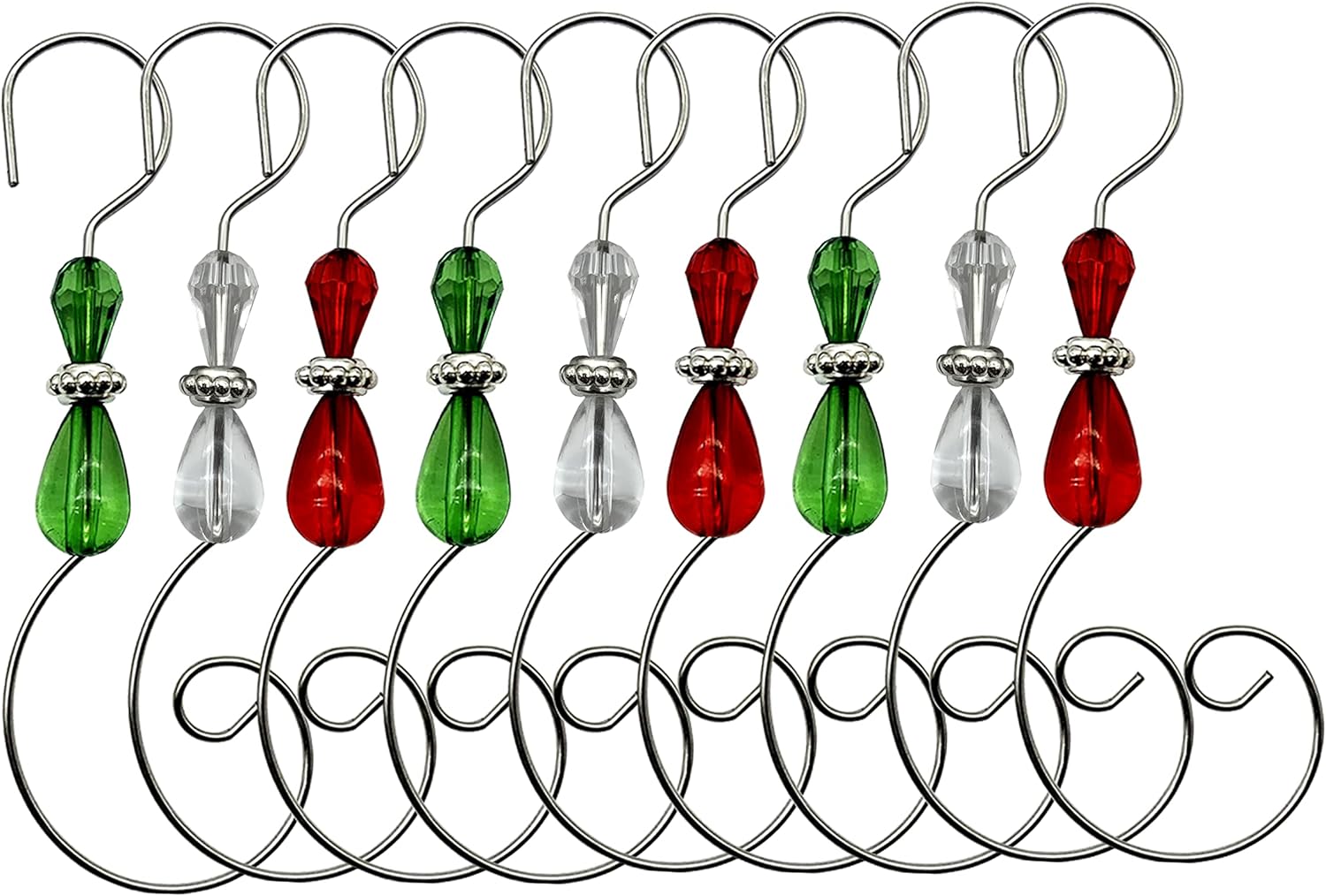 Ornament Hooks - YUECHENG Christmas Ornament Hook Steel Wire Ornament Hook Acrylic Jewelry Hook for Christmas Tree Ornament Hanger, Home Decor-36 Pieces (Silver), Large-36