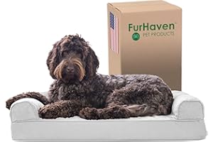 Furhaven Memory Foam Dog Bed for Medium/Small Dogs w/ Removable Bolsters & Washable Cover, For Dogs Up to 35 lbs - Quilted Sofa - Silver Gray, Medium