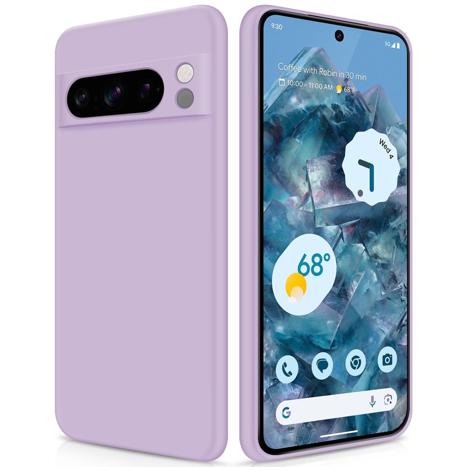 GiiYoon Case Compatible with Google Pixel 8 Pro, Silky-Soft Touch Full-Body Protective Phone Silicone Case, Shockproof Cover with Microfiber Lining, Purple — image 1