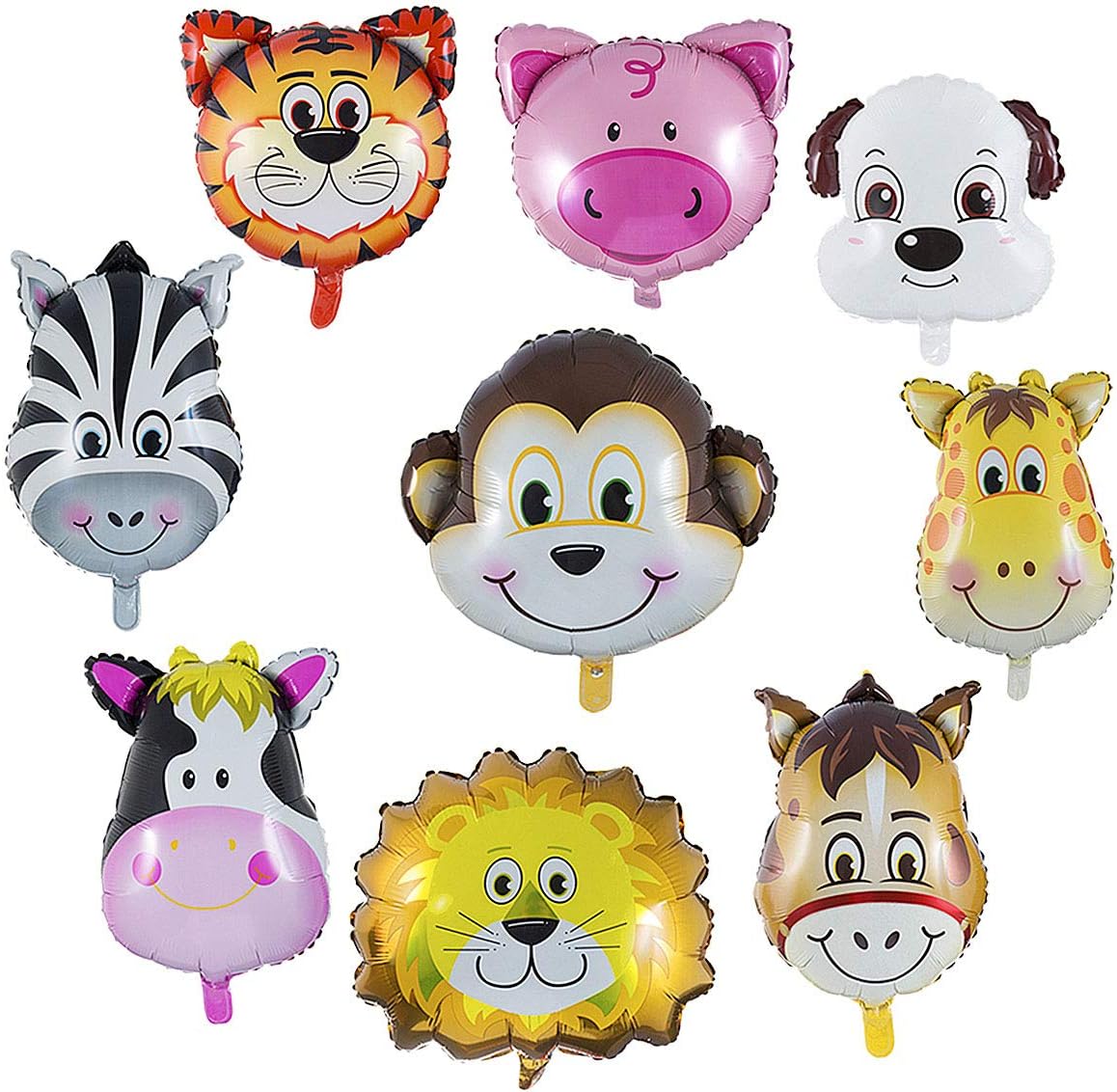 Wolintek 9 Pieces Foil Balloon Animals, Balloons Animals Kids Birthday - Helium is Allowed, Perfect for Kids Birthday Party Decoration (Size: 30-50cm)