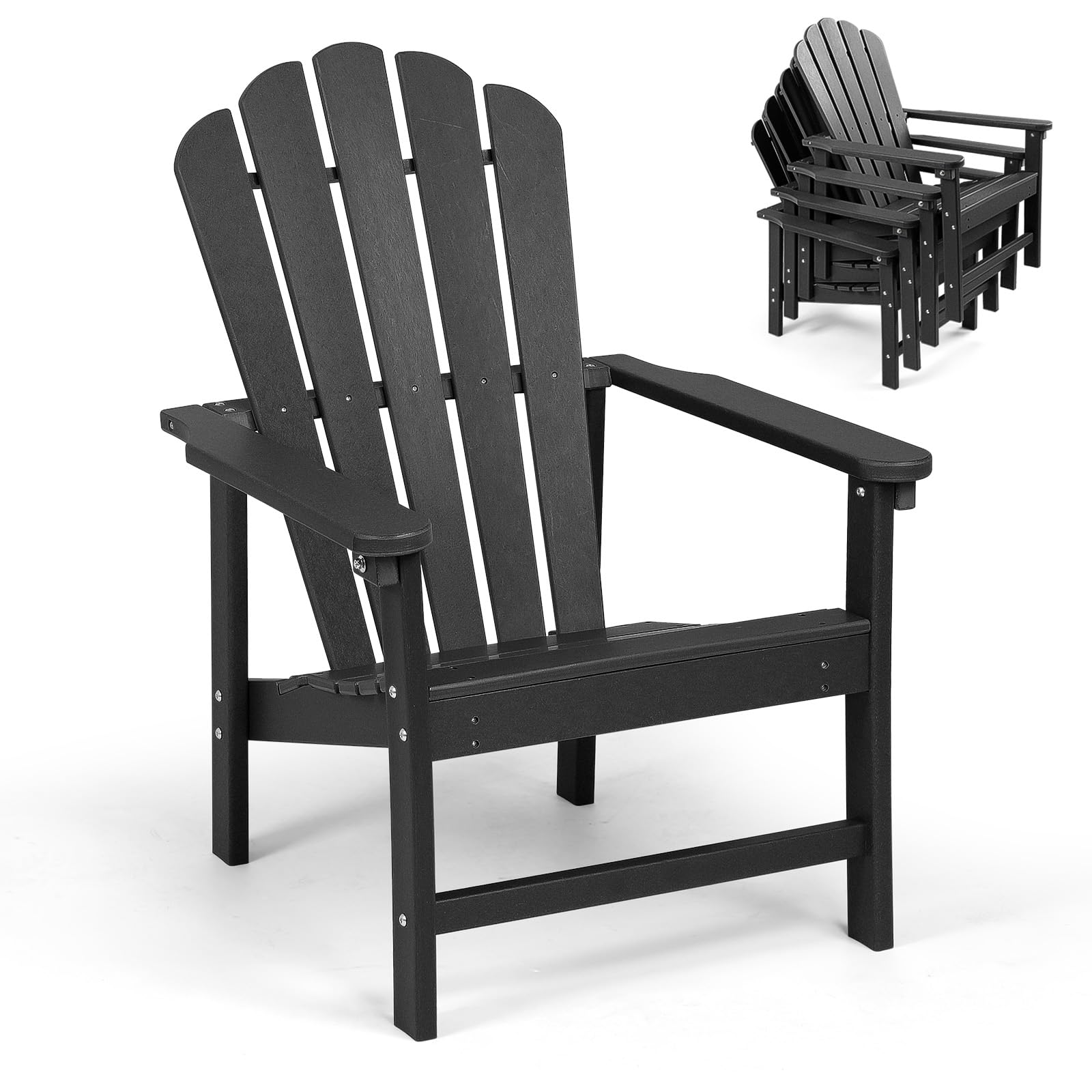 Photo 1 of Mguio Stacking Adirondack Chair, Space Saving HDPE All-Weather Fire Pit Chairs for Outdoor Lawn Porch Deck
