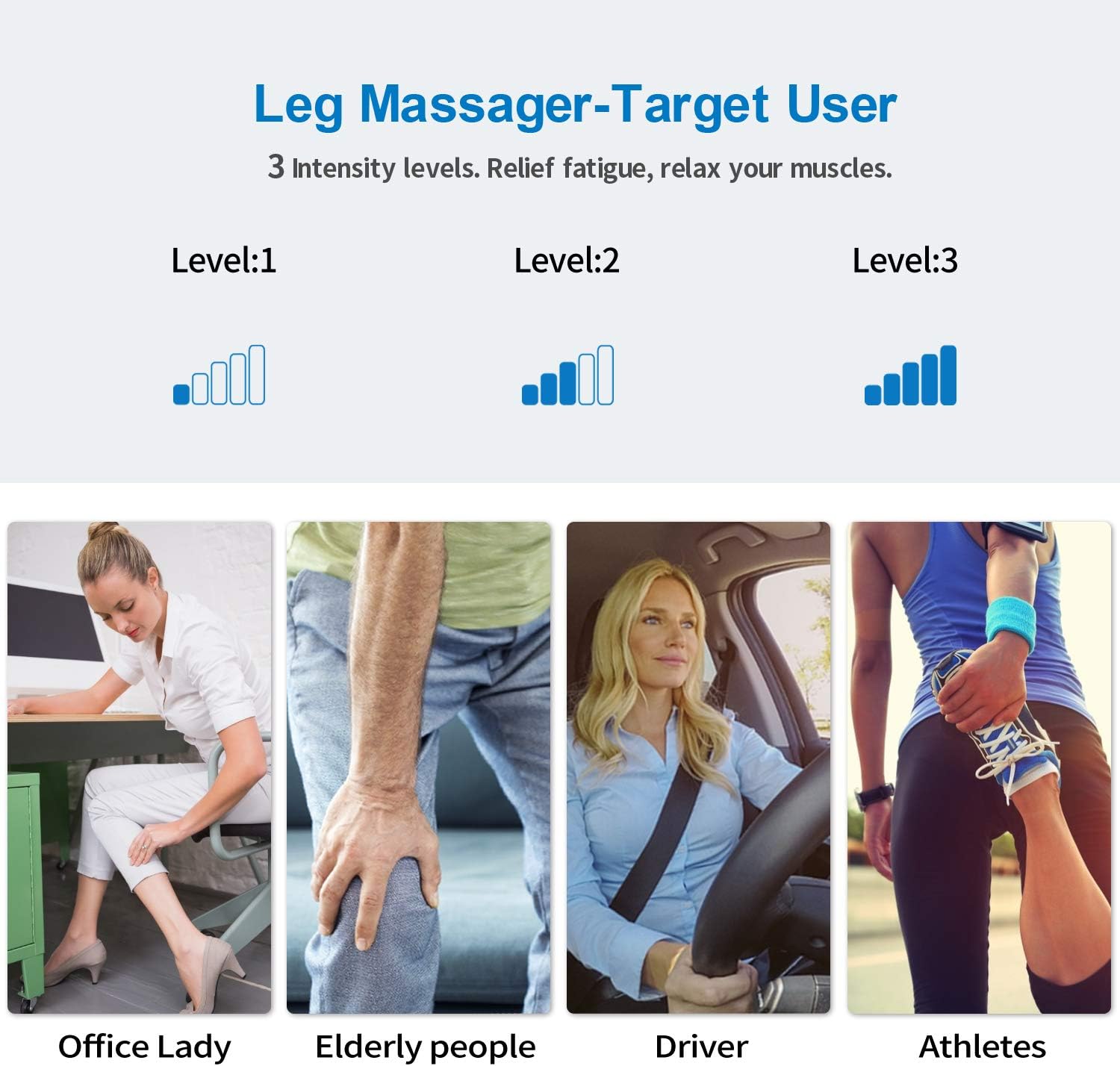 RENPHO Leg Compression Massager for Circulation and Relaxation, Rechargeable Air Compression Foot and Calf Massage, with 3 Intensity 2 Modes, Useful for Leg Muscle Fatigue Relief for Home Office: Health & Personal Care