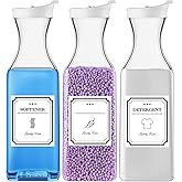54oz Laundry Detergent Dispenser,Liquid Container,Plastic,3 Pack White | Fabric Softener Dispenser,Laundry Detergent Organizer for Laundry Room Organization with 4 Labels
