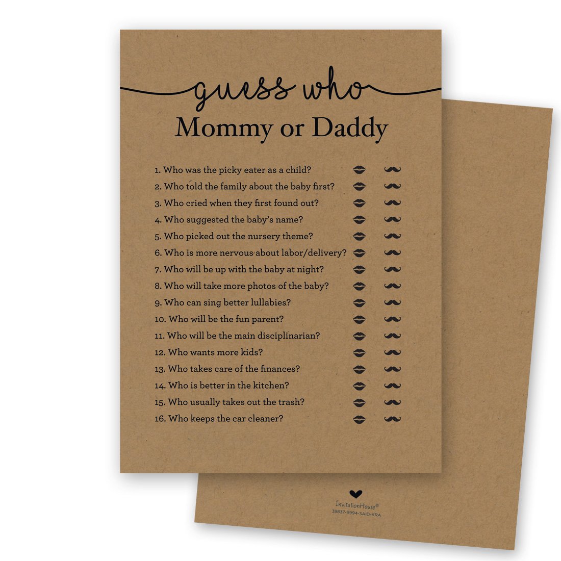 24 Cnt Mommy Or Daddy Guess Who Baby Shower Game Kraft 24 Cnt Mommy Or Daddy Guess Who Baby Shower Game Kraft