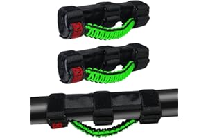 MASION Grab Handles Roll Bar Pack of 2, for RZR Passenger Grab Handle Grips Fits for Polaris Ranger, for Mule, for Teryx, for CFMoto, for Honda Pioneer, for Can Am SxS, for ATV Green Paracord Grips