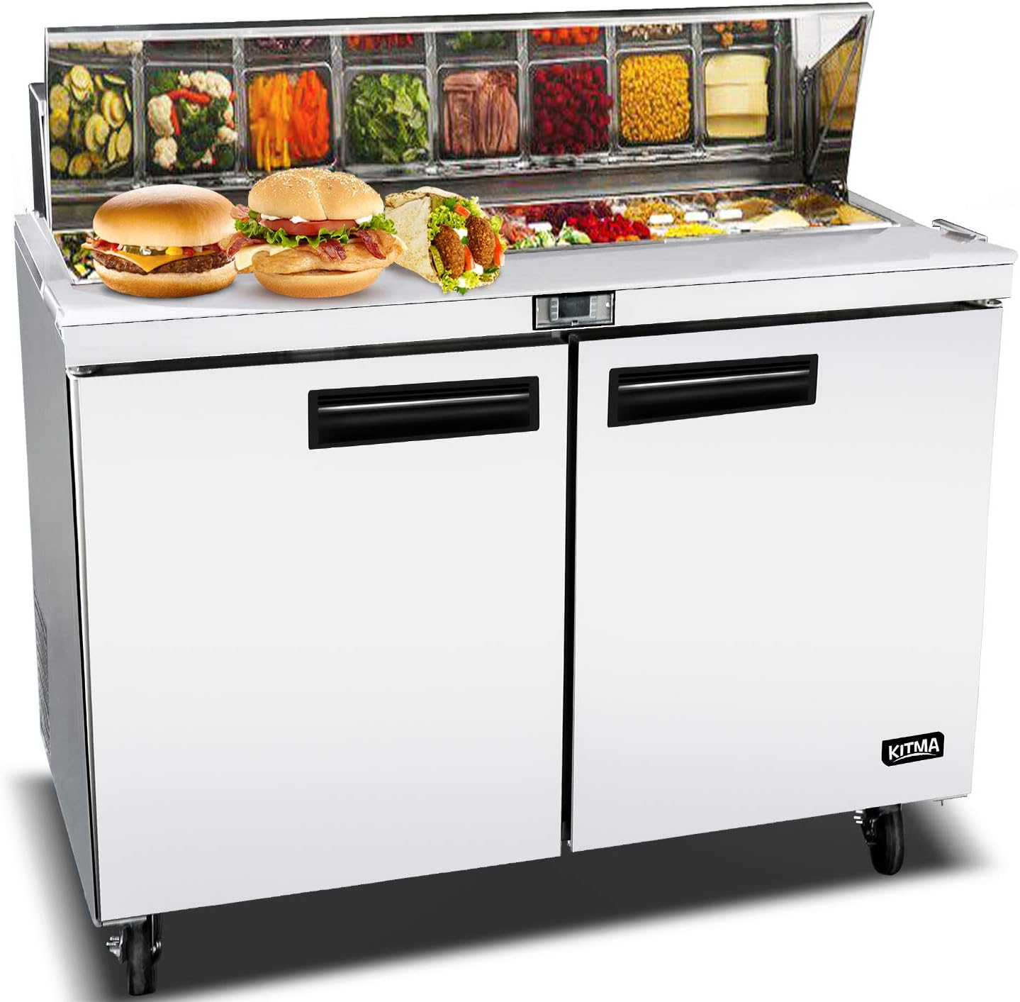 60 Inches 2 Door Mega Top Sandwich Prep Table Refrigerator
