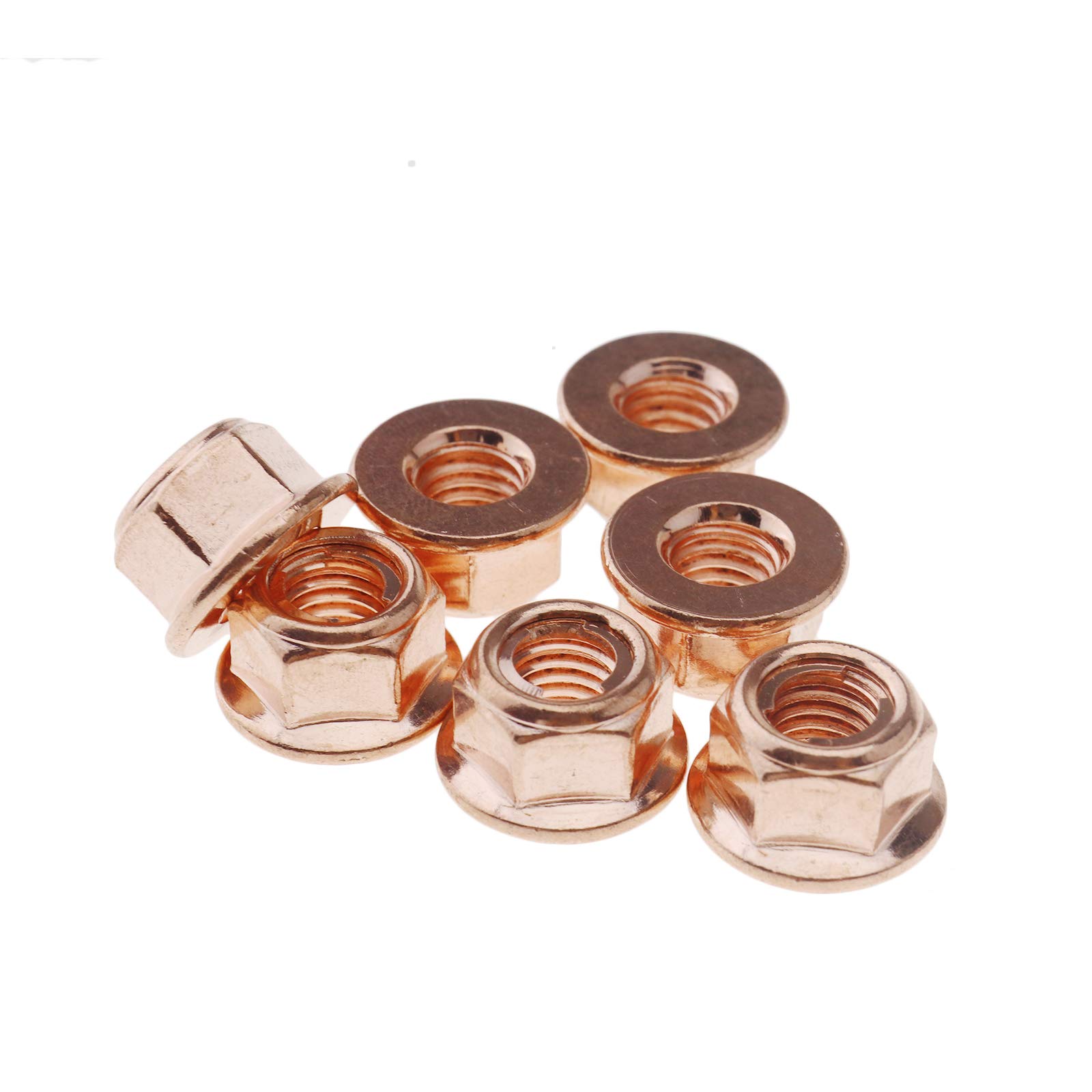 Car Exhaust Manifold Nuts Head Stud Nut M8 Hex Copper Self Locking Tools (Pack of 12)