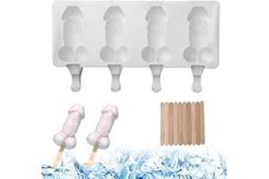 Silicone Popsicle Molds, 4 Cavities Penis Popsicle Molds with Sticks, Cold/Heat-Resistant Ice Cream, Non-Stick Reusable DIY I