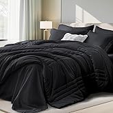 Velorose Queen Comforter Set Black - Bed in a Bag Queen Size 7 Pieces, Soft Bedding Set for All Seasons, Premium Queen Comforter Set with Comforter, Sheets, Pillowcases & Shams
