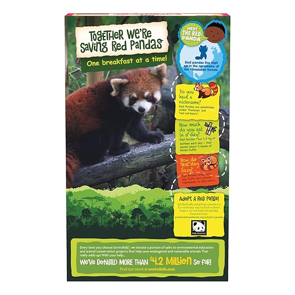 ENVIROKIDZ ORGANIC RED PANDA PUFFS CEREAL, 10 OZ (PACK OF 1), PEANUT BUTTER & STRAWBERRY, GLUTEN FREE, NON-GMO, BY NATURE’S PATH