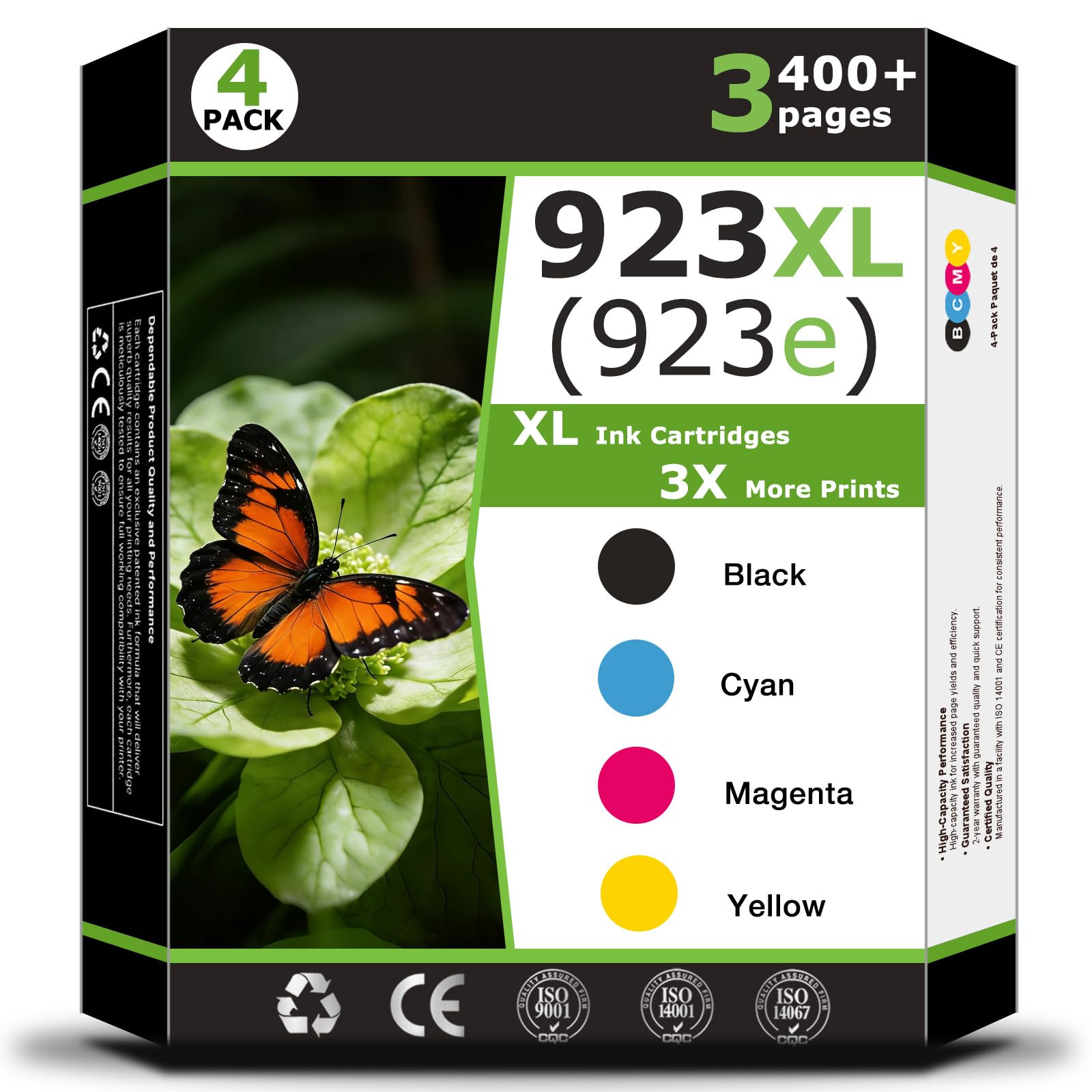 Photo 1 of 923e 923XL Ink Cartridges Compatible for HP923e for HP 923 XL Printer Ink 923 xl 923e ink Cartridges Work with 8120 8122e 8124e 8125e 8130e 8132e 8134e 8135e 8138e 8139e Printer black C/M/Y(4 Pack)