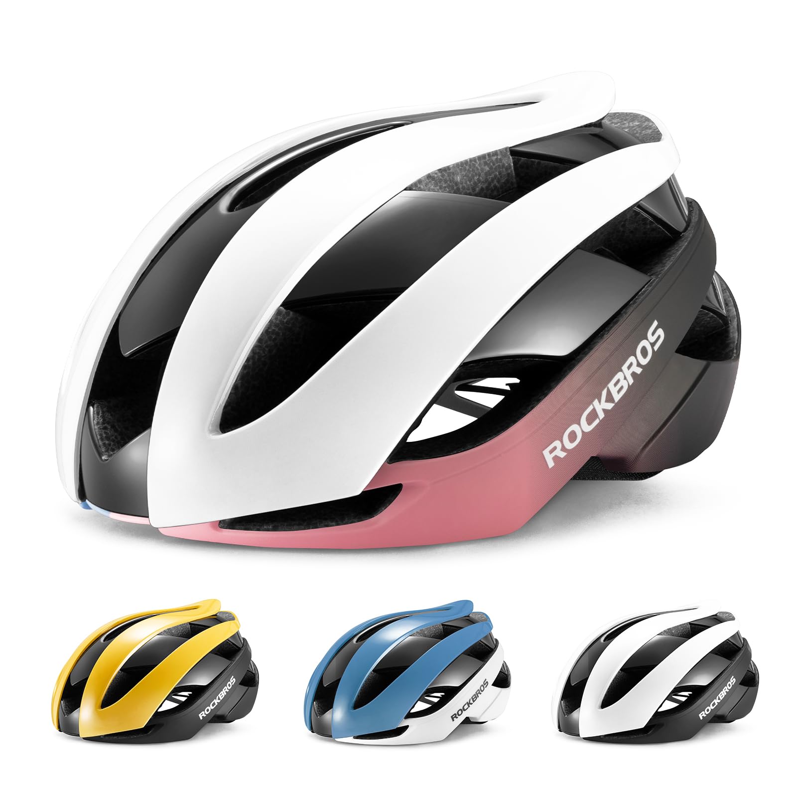 ROCKBROS Bicycle Helmet Road Bike Helmet Lightweight Cycling Helmet M/L 55-61 cm Adjustable All-Round Helmet Ventilation 4 Colours for Adults Women and Men