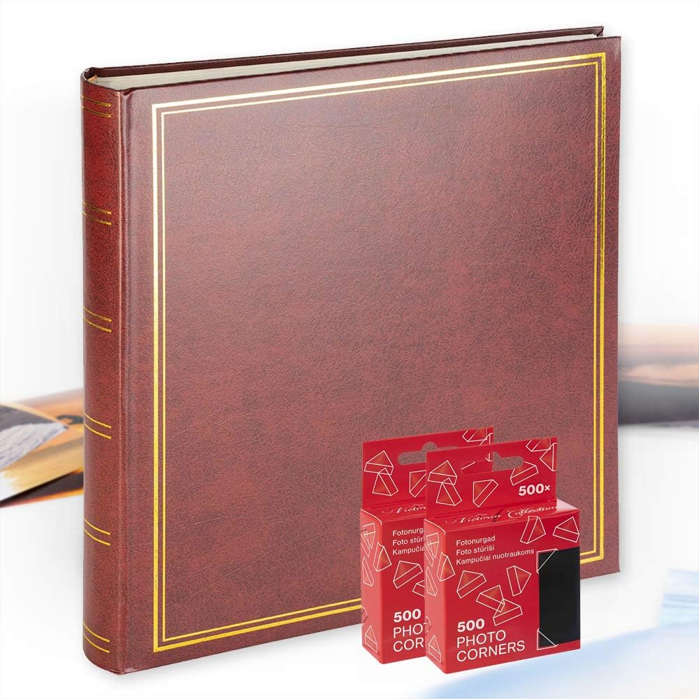 Scrapbooking Photo Album with Photo Corners - Timeless Design Photo Book with Self Adhesive Photo Corners for Mounting Pictures | Perfect for Gift & Storing Memories