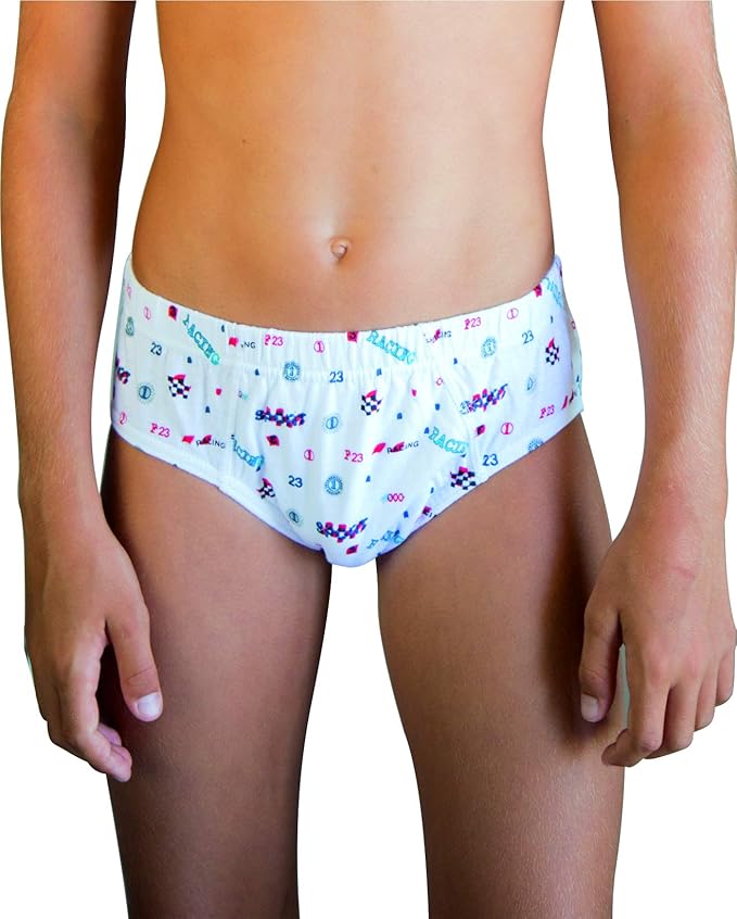 JAST KinderSlip aus Baumwolle, Bedruckt auf weißem Hintergrund, 12 Stück, Größen 2 bis 16