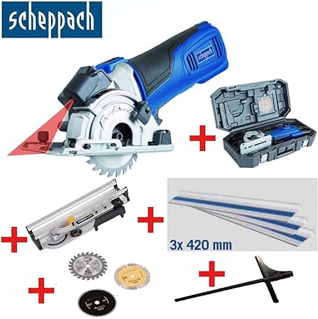 Scheppach Scie Plongeante Mini Kit De Scie Circulaire Pl 285 Lignes Avec Decoupe Laser Avec 3 Lames De Scie A Onglet Station Butee Parallele Rail De Guidage Et Coffre Amazon Fr Bricolage