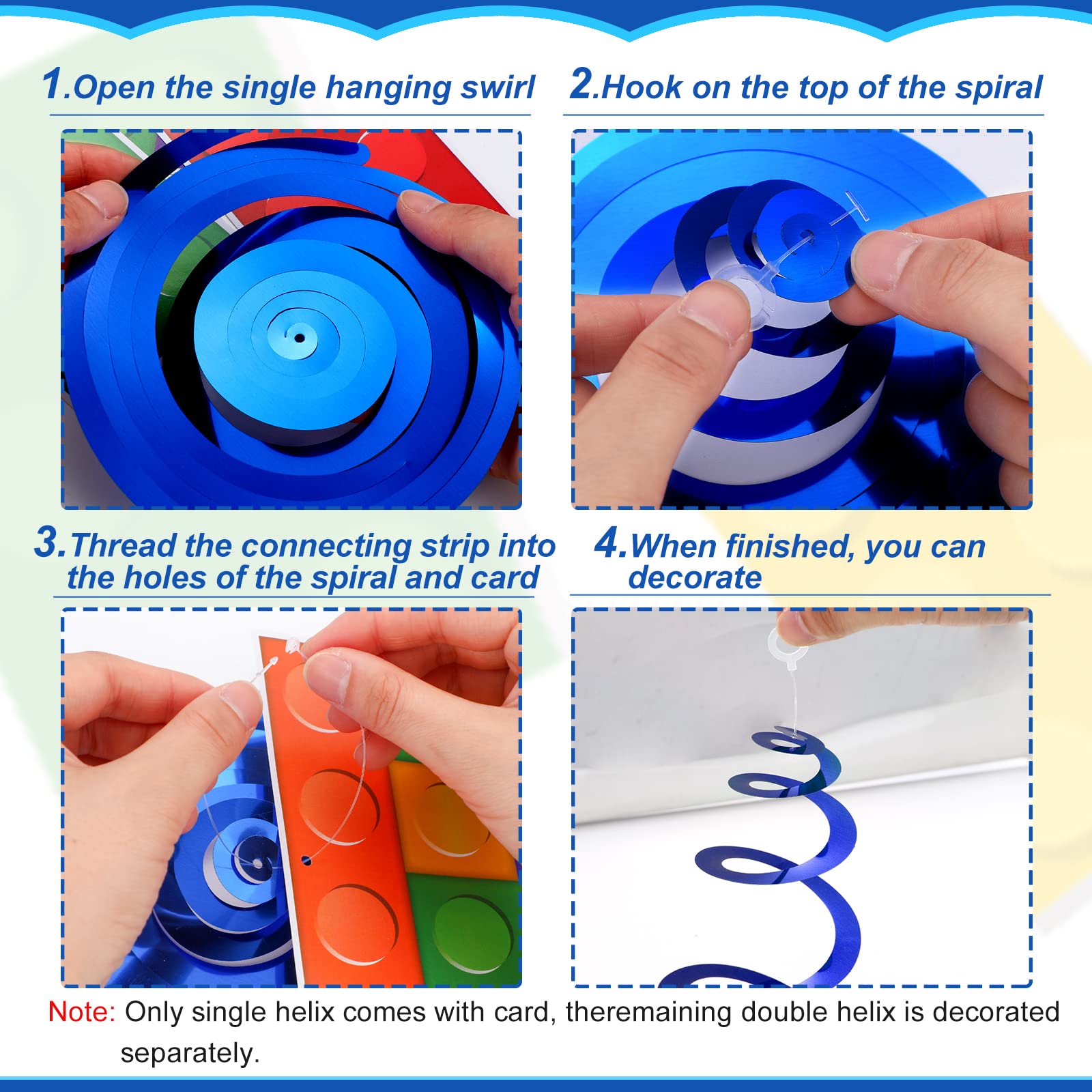 30 Pcs Building Blocks Party Favors Hanging Swirl Decoration Set with Single Double Hanging Swirl for Building Block Theme Birthday Ceiling Decor