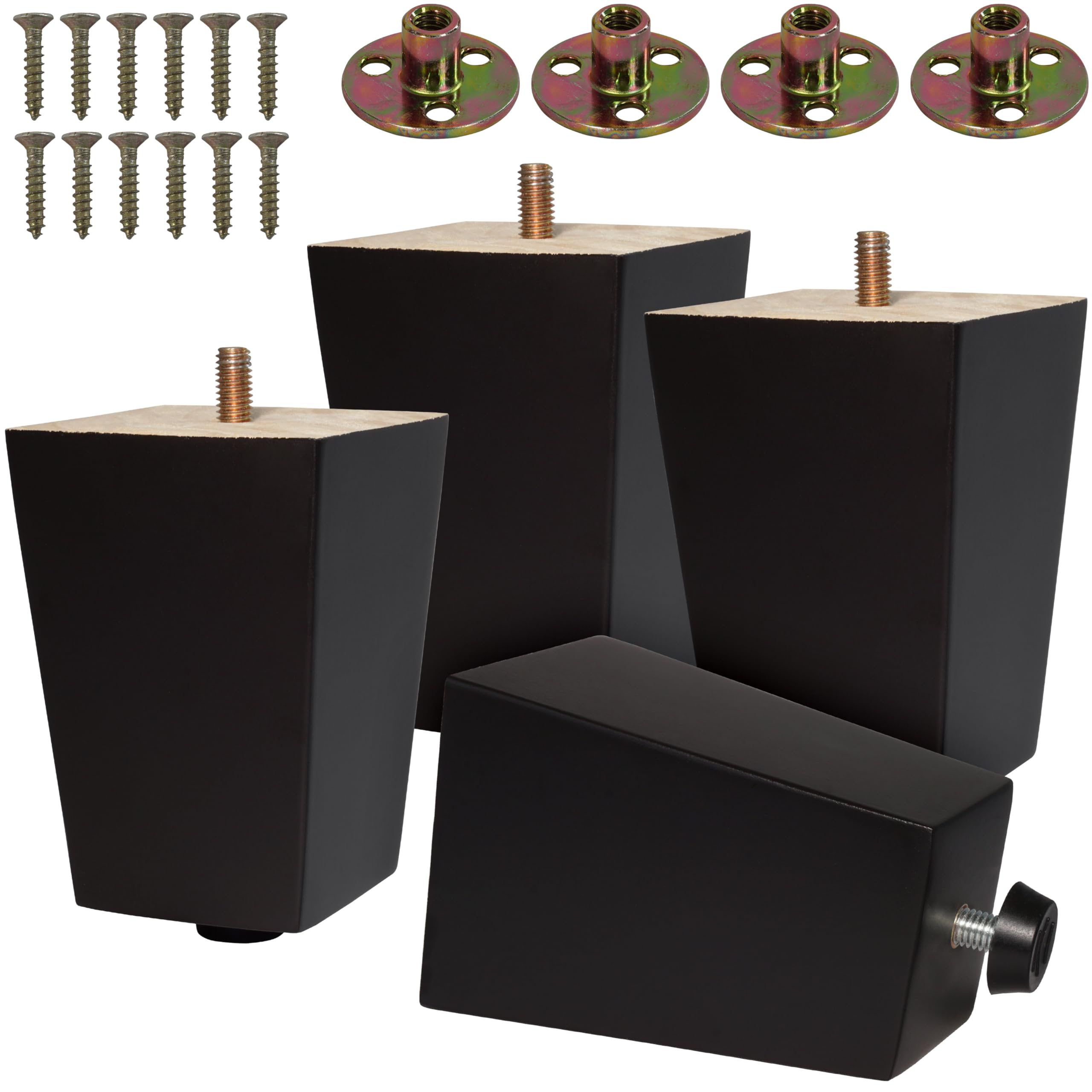 Photo 1 of CODIN (5 Sizes: 3"-4"-5"-6"-8" Set of 4 Wood Furniture Legs - Square Sofa Legs, Couch Leg - Brown Mid-Century Modern Replacement Legs for Armchair Recliner Coffee Table Dresser (4, 4")