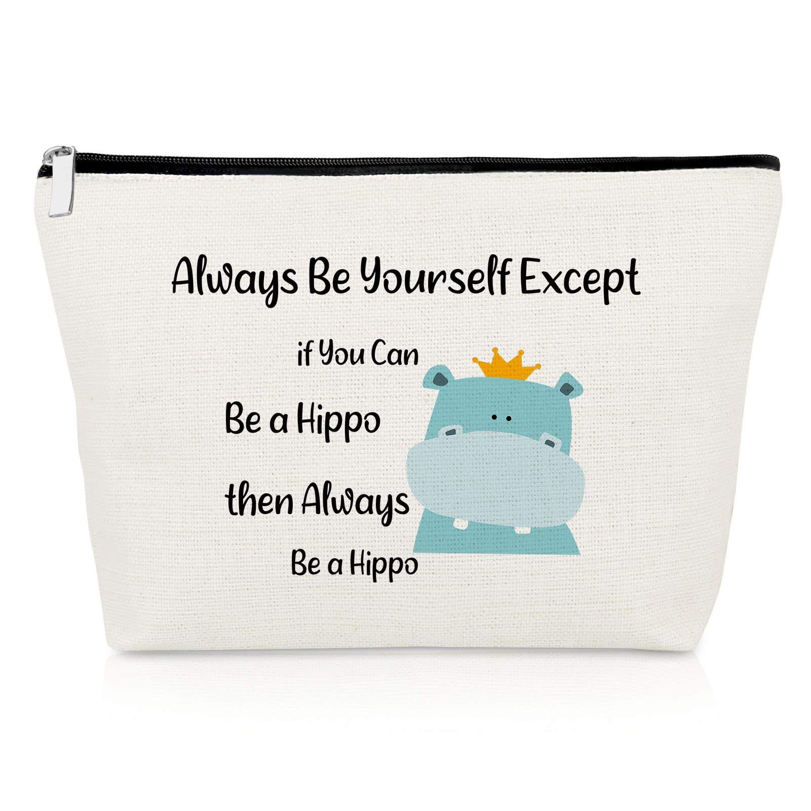 Hippopotamus Gifts Hippo Lover Makeup Bag Inspirational Gifts for Girls Funny Hippos Gifts for Daughter Niece Granddaughter Cosmetic Bag Animal Lover Gifts Birthday Graduation Gifts Cosmetic Pouch