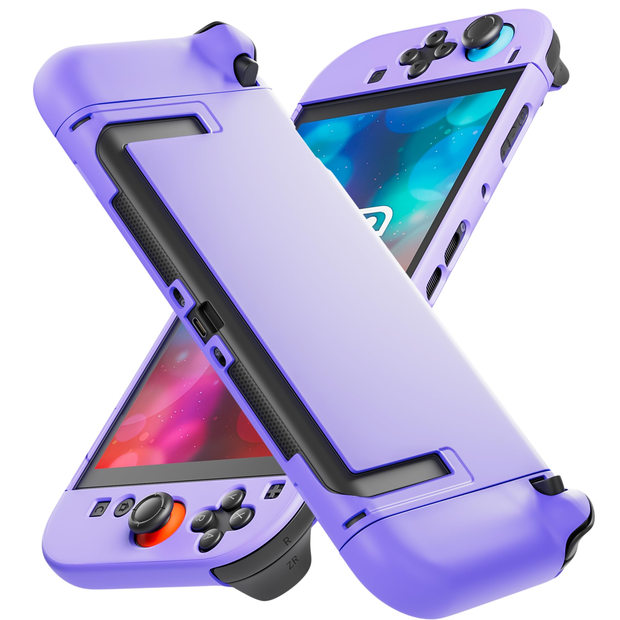 [Improved Easy Dockable Version] Purple Case for Nintendo Switch 2, FANPL Protective Cover for Switch 2 and JoyCon Controller - Strong and Durable, Not Easy to Fall Off