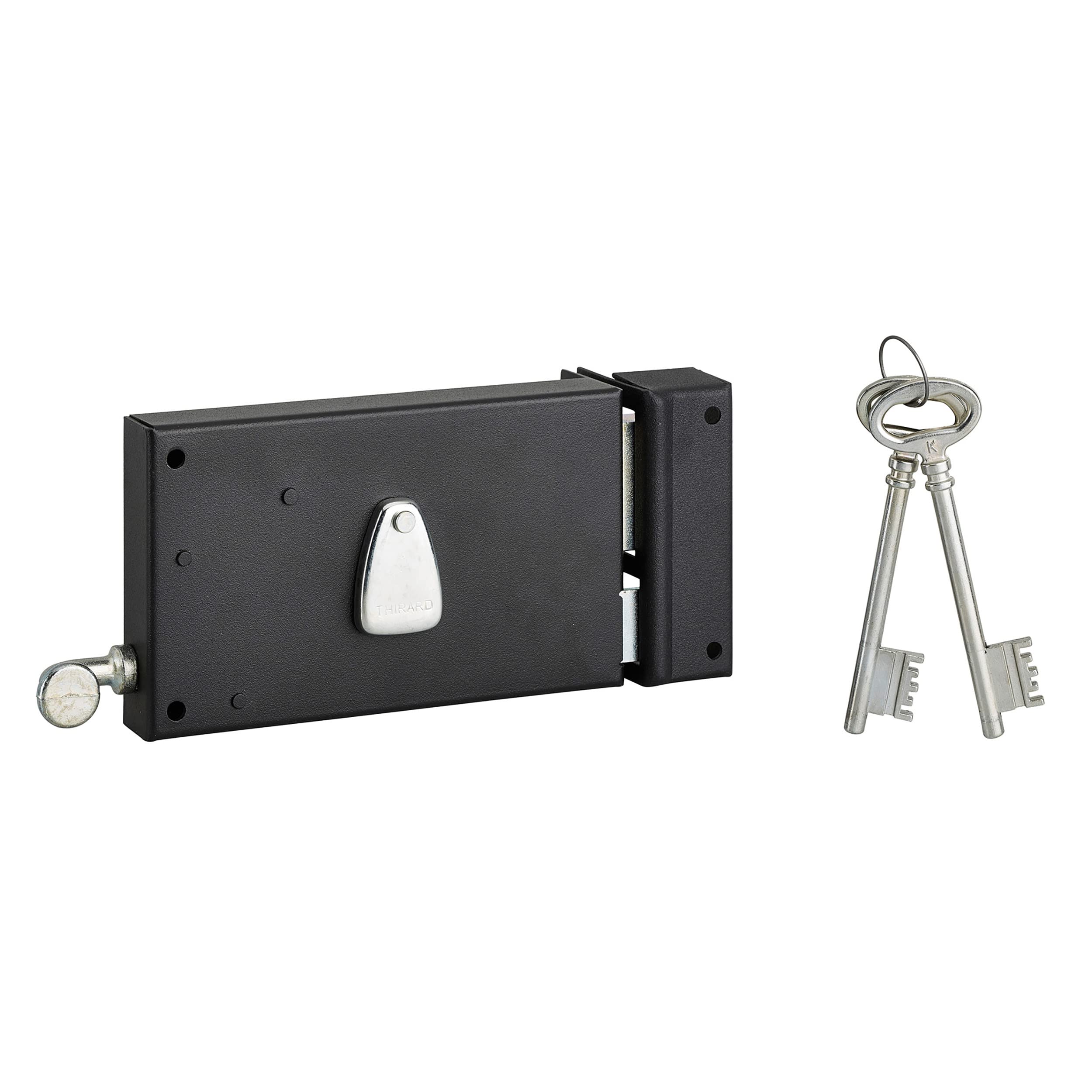 Thirard 00900112 Wall Lock with 4 Pulls 140 x 82 mm Right-Handed Steel Case and Strike - Straight Pull Version - Applique Locks - Horizontal Wall Light