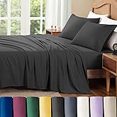 ClevaHome Queen Sheet Set, 4-Piece Bed Sheets for Queen Size Bed, Lightweight & Super Soft Easy Care Microfiber– Shrinkage & Fade Resistant Bedding Set with 14'' Deep Pockets (Black)