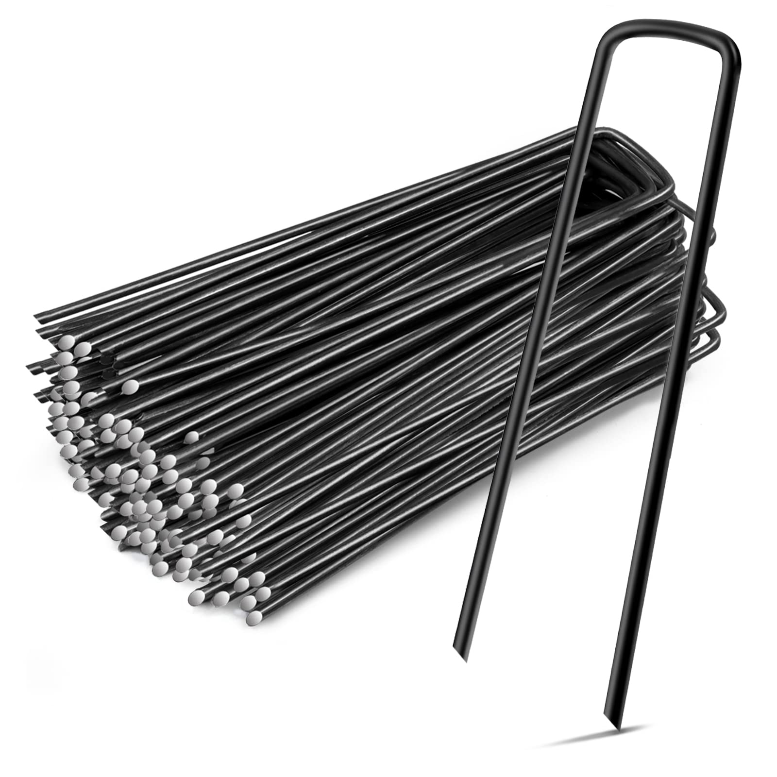 Weed Control Membrane Pegs GIOVARA 6''/150mm U-shaped multi-purpose steel Garden Securing Pegs for securing weed fabric, landscape fabric, netting - Made of 2.98mm thick steel wire (100)