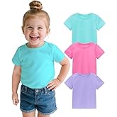 ZUEMET 3 Pack Baby Girls Short Sleeve T-Shirts Infant Soft Cotton Tee Toddler Girl Clothes Size 18M-5T