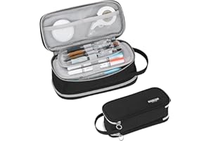 Tergopa Pencil Case Large Zipper Pencil Pouch for Girls Kids Teens Adults Aesthetic Pencil Bag Stationery Organizer Pencil Case with Handle for School Black