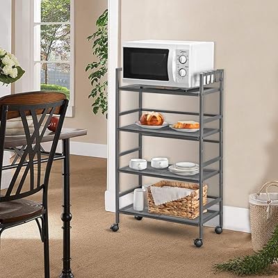 Buy Rovsun Multiuse 4 Tier Metal Kitchen Bakers Rack Microwave Storage Rack Oven Stand With Mesh Panel Storage Organizer Workstation Industrial Style Online In Indonesia B08mt75gny