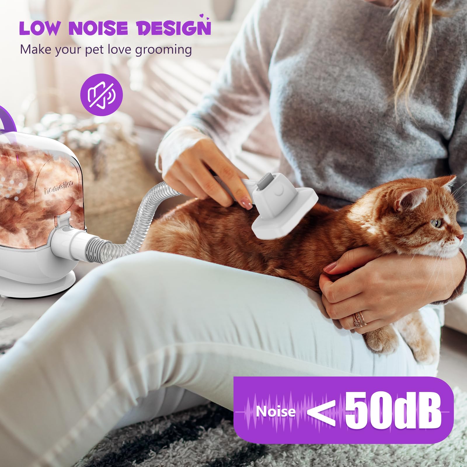 Homeika Dog Grooming Kit & Vacuum, 3L Pet Grooming Vacuum 99 Pet Hair