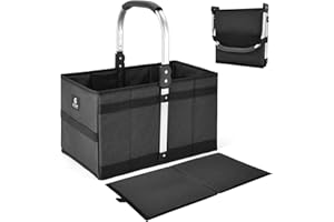 ALLCAMP OUTDOOR GEAR ALLCAMP Collapsible Basket - Folds to 9.8" L x 9.6" W x 2.75" H | 27L Large for Picnic, Grocery, Laundry | Portable Reusable Foldable Storage (Black) - Collapsible Laundry Basket & Shopping Basket